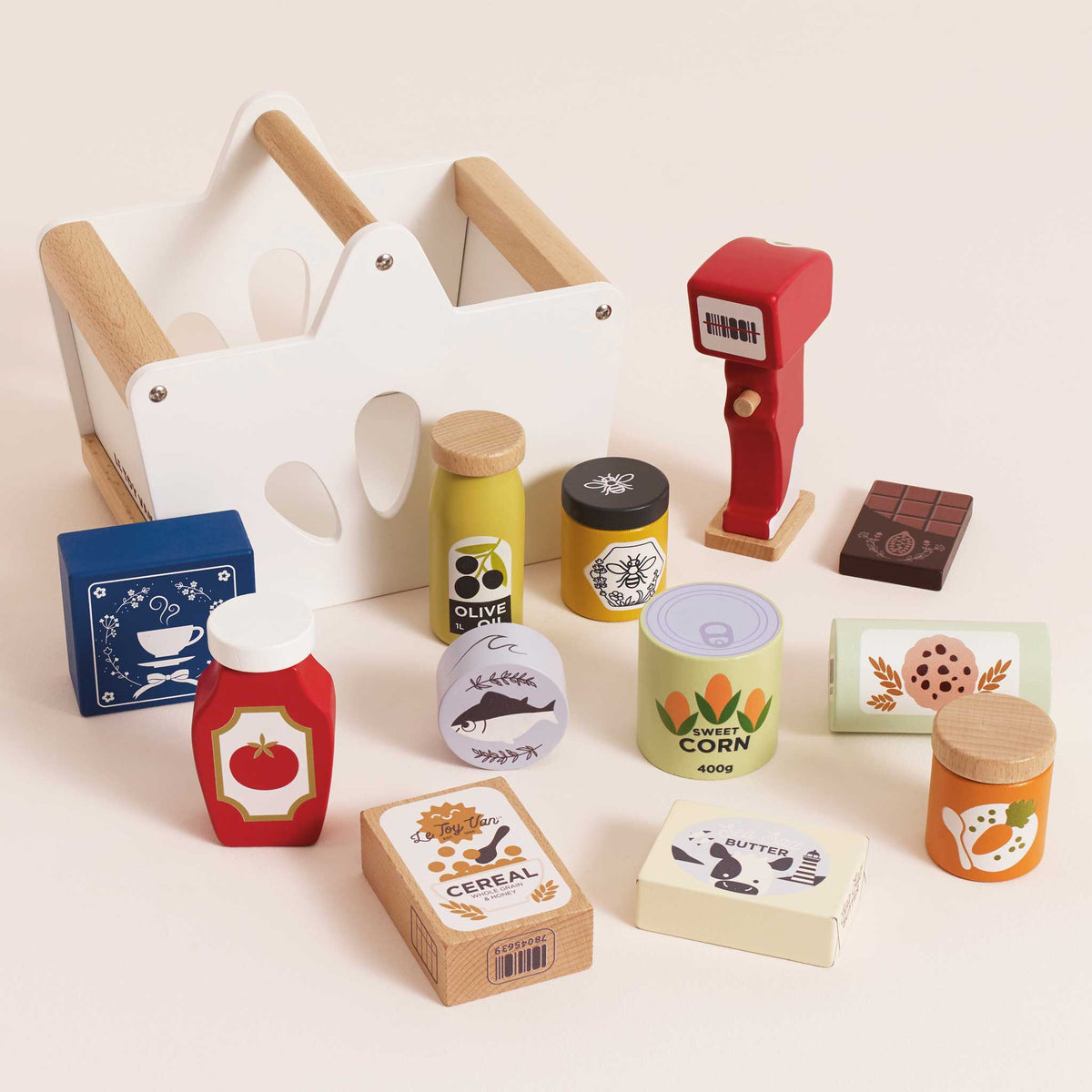 Eco-Friendly Wooden Groceries Set & Scanner