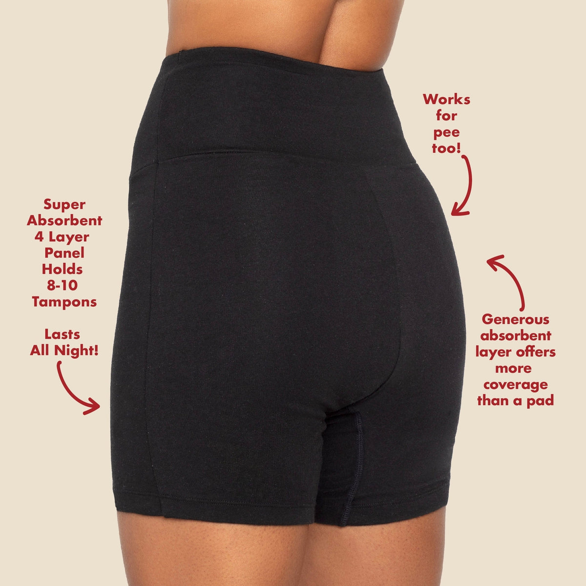 Organic Cotton Period Sleep Shorts — Heavy Absorbency