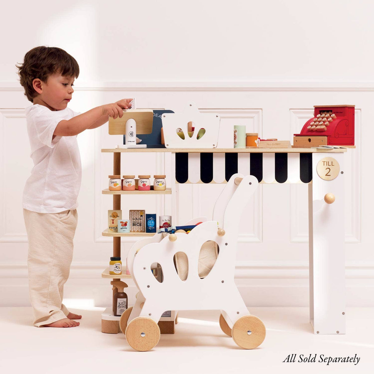 Eco-Friendly Wooden Groceries Set & Scanner