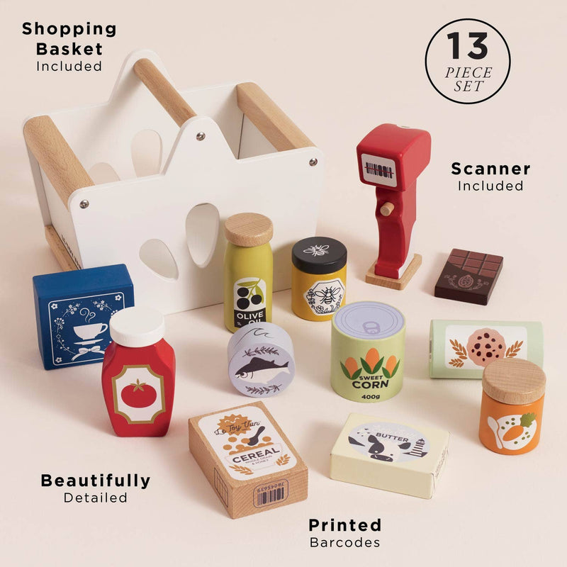 Eco-Friendly Wooden Groceries Set & Scanner