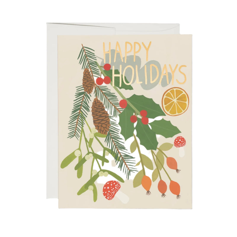 Holiday Card:  Green Happy Holidays