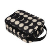 Black lunch bag with white moon phase pattern on a white background