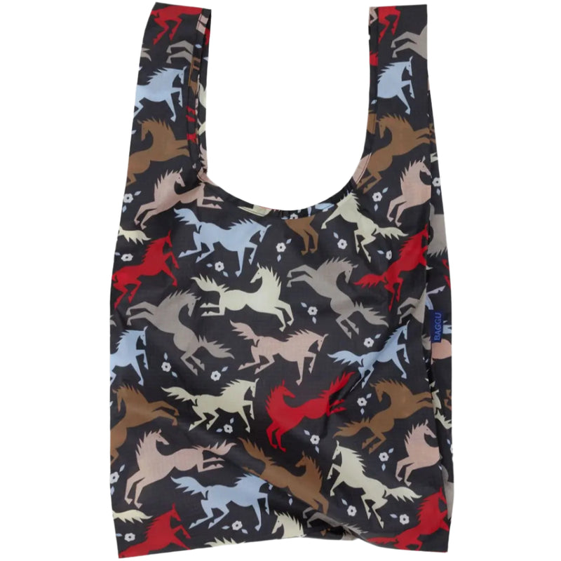 Reusable bag with horse pattern on a white background