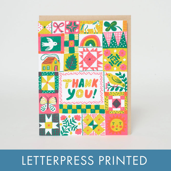 Thank You Card:  Folk Quilt Thank You