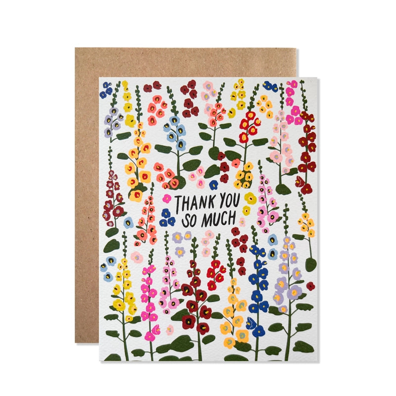 Thank You Card:  Thank You Hollyhocks